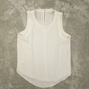 Ann Taylor LOFT Chiffon Tank Top Women's Small Ivory Shell Basic Office Sheer